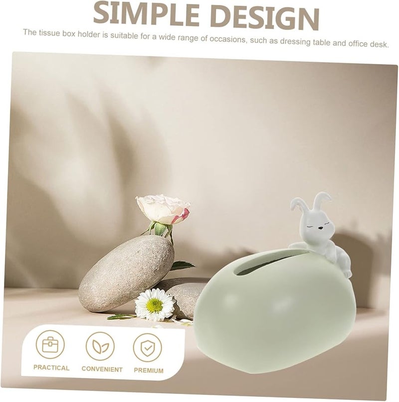 غطاة صندوق المناديل من راتنج الأرنب الكرتوني لديكور المنزل وغرفة المعيشة والمكتب - Image 2